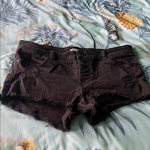 Women’s Black Distressed Denim Shorts